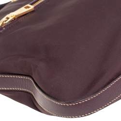 Prada Dark Burgundy Nylon and Leather Zip Messenger Bag