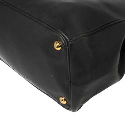 Pre Owned حقيبة يد برادا "غاليريا" متوسطة سحاب مزدوج جلد سافيانو لوكس أسود