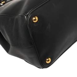 Pre Owned حقيبة يد برادا "غاليريا" متوسطة سحاب مزدوج جلد سافيانو لوكس أسود