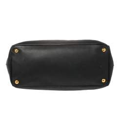 Pre Owned حقيبة يد برادا "غاليريا" متوسطة سحاب مزدوج جلد سافيانو لوكس أسود