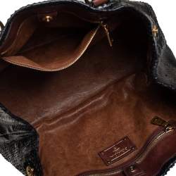 Pre Owned Prada Black/Brown Snakeskin Buckle Tote