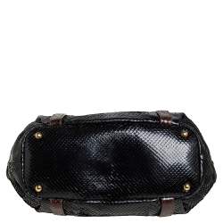 Pre Owned Prada Black/Brown Snakeskin Buckle Tote