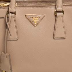 Pre Owned Prada Beige Saffiano Lux Leather Mini Galleria Tote