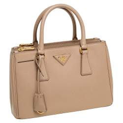 Pre Owned Prada Beige Saffiano Lux Leather Mini Galleria Tote