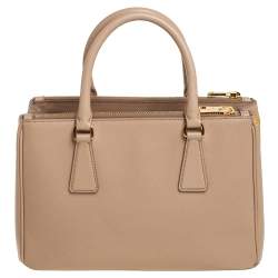Pre Owned Prada Beige Saffiano Lux Leather Mini Galleria Tote