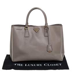 Pre Owned Prada Grey Saffiano Leather Large Gardener's Tote