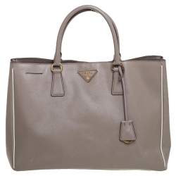 Pre Owned Prada Grey Saffiano Leather Large Gardener's Tote