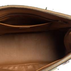 Pre Owned Prada Tri Color Stripped Saffiano Leather Zip Tote Bag