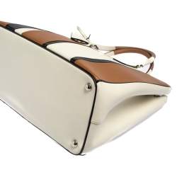 Pre Owned Prada Tri Color Stripped Saffiano Leather Zip Tote Bag