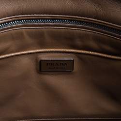 Pre Owned Prada Tri Color Stripped Saffiano Leather Zip Tote Bag