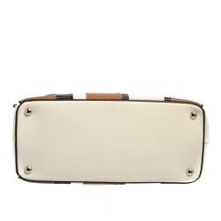 Pre Owned Prada Tri Color Stripped Saffiano Leather Zip Tote Bag