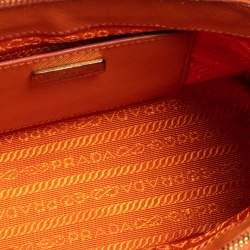 Pre Owned Prada Orange Saffiano Leather Mini Galleria Crossbody Bag