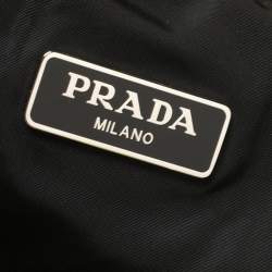 Pre Owned Prada Black/Yellow Printed Nylon Wristlet Pouch