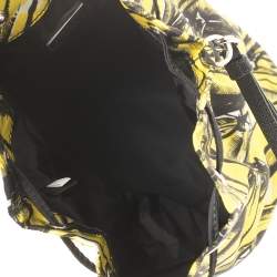 Pre Owned Prada Black/Yellow Printed Nylon Wristlet Pouch
