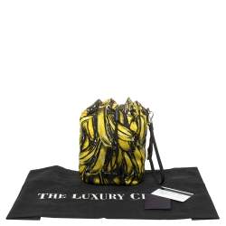 Pre Owned Prada Black/Yellow Printed Nylon Wristlet Pouch