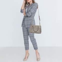 Pre Owned Prada Grey Saffiano Lux Leather Small Galleria Tote