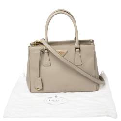 Pre Owned Prada Grey Saffiano Lux Leather Small Galleria Tote