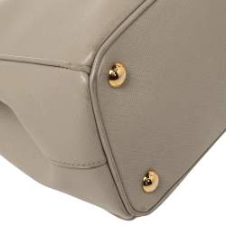 Pre Owned Prada Grey Saffiano Lux Leather Small Galleria Tote