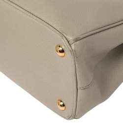 Pre Owned Prada Grey Saffiano Lux Leather Small Galleria Tote