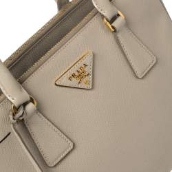 Pre Owned Prada Grey Saffiano Lux Leather Small Galleria Tote
