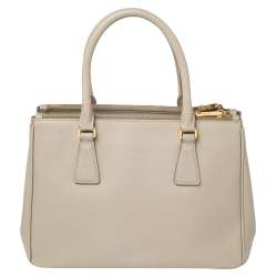 Pre Owned Prada Grey Saffiano Lux Leather Small Galleria Tote