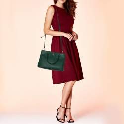 Pre Owned Prada Green Saffiano Lux Leather Medium Galleria Tote