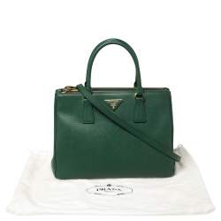 Pre Owned Prada Green Saffiano Lux Leather Medium Galleria Tote