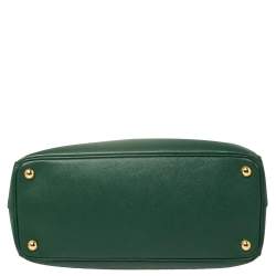 Pre Owned Prada Green Saffiano Lux Leather Medium Galleria Tote