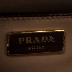 Pre Owned Prada Burgundy Saffiano Vernice Leather Pyramid Frame Satchel