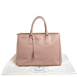 Pre Owned Prada Beige Saffiano Leather Medium Galleria Double Zip Tote