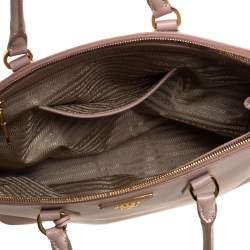 Pre Owned Prada Beige Saffiano Leather Medium Galleria Double Zip Tote