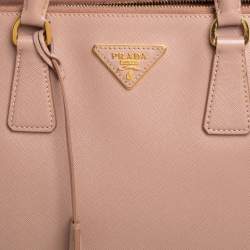 Pre Owned Prada Beige Saffiano Leather Medium Galleria Double Zip Tote