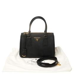 Pre Owned Prada Black Saffiano Leather Mini Galleria Tote