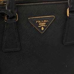 Pre Owned Prada Black Saffiano Leather Mini Galleria Tote