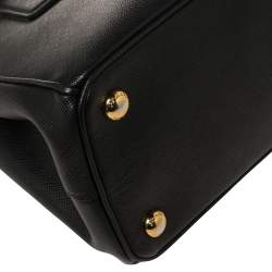 Pre Owned Prada Black Saffiano Leather Mini Galleria Tote
