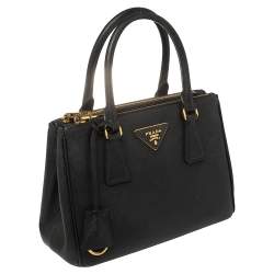 Pre Owned Prada Black Saffiano Leather Mini Galleria Tote