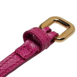 مملوكة مسبقًا Prada Pink Saffiano Leather Wallet On Chain