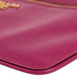 مملوكة مسبقًا Prada Pink Saffiano Leather Wallet On Chain