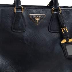 Pre Owned Prada White/Black Saffiano Leather Gardener's Tote