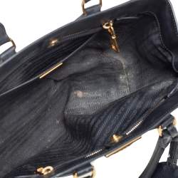 Pre Owned Prada White/Black Saffiano Leather Gardener's Tote