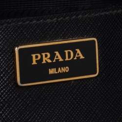 Pre Owned Prada White/Black Saffiano Leather Gardener's Tote