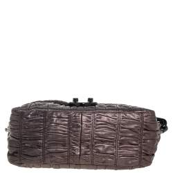 Pre Owned Prada Metallic Bronze Gaufre Leather Chain Shoulder Bag