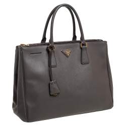 Pre Owned Prada Dark Grey Saffiano Lux Leather Large Galleria Tote