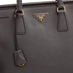Pre Owned Prada Dark Grey Saffiano Lux Leather Large Galleria Tote