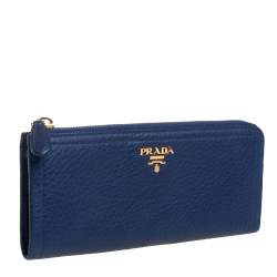 Pre Owned محفظة برادا جلد فيتيلو ديانو بسحاب محيط