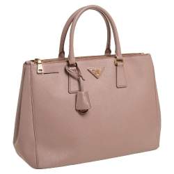 Pre Owned Prada Dusty Pink Saffiano Lux Leather Large Galleria Tote
