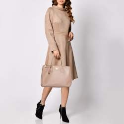 Pre Owned Prada Dusty Pink Saffiano Lux Leather Large Galleria Tote