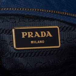 Pre Owned Prada Blue Saffiano Lux Leather Executive Galleria Tote