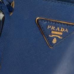 Pre Owned Prada Blue Saffiano Lux Leather Executive Galleria Tote