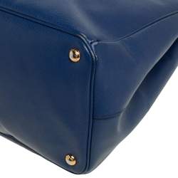 Pre Owned Prada Blue Saffiano Lux Leather Executive Galleria Tote